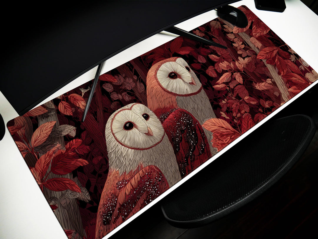 Autumn Owls, Desk Pad Enchanted Forest Desk Mat